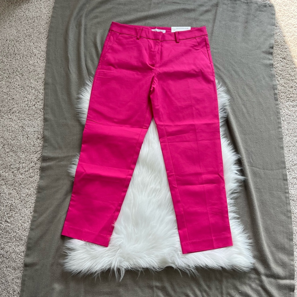 NWT LOFT Riviera Slim Hot Pink Cropped Pants Size 8
